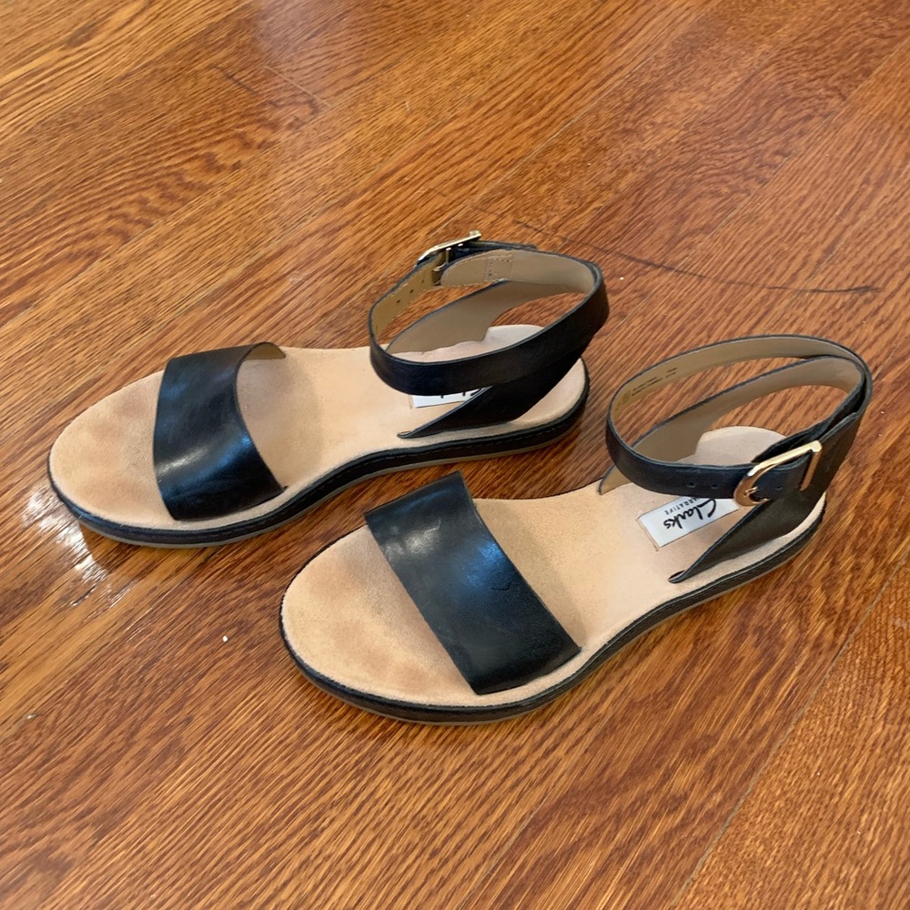 Clarks Black Leather Sandals Size 7